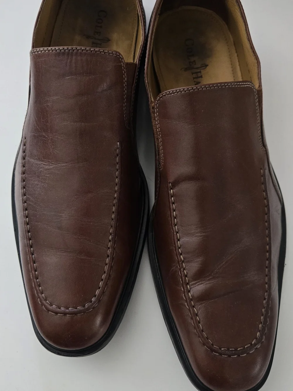 Cole Haan Brown Leather Moc Toe Slip-On Loafers
